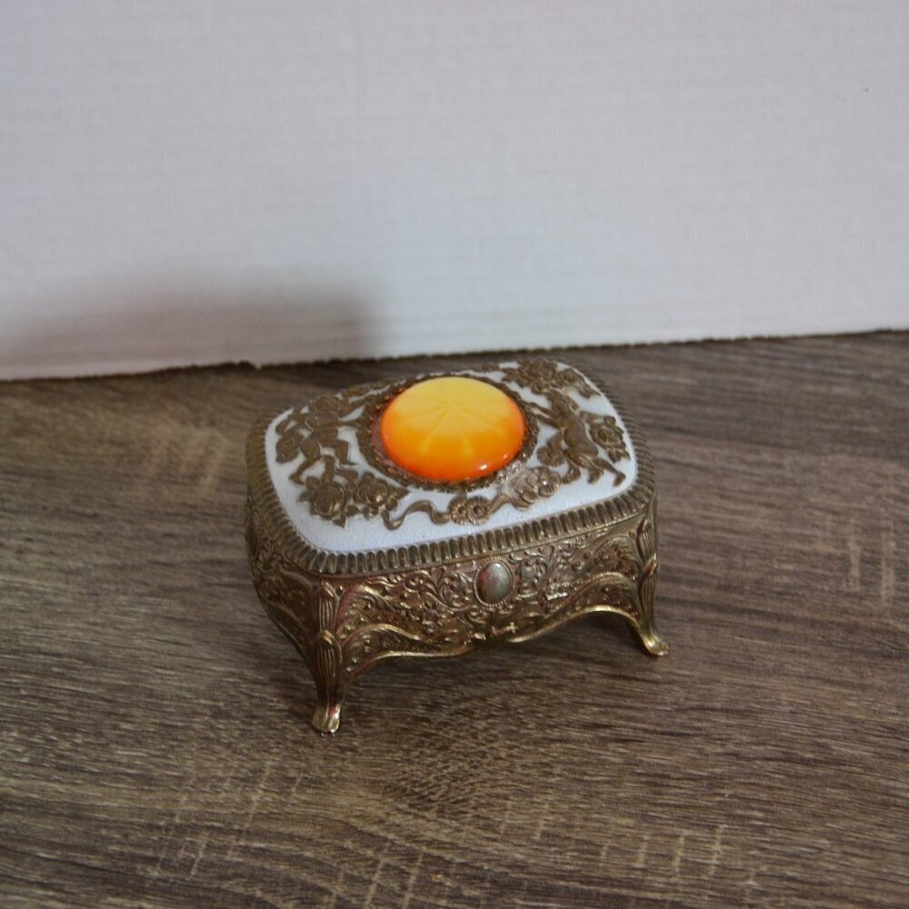 Vtg Metal Jewelry Box